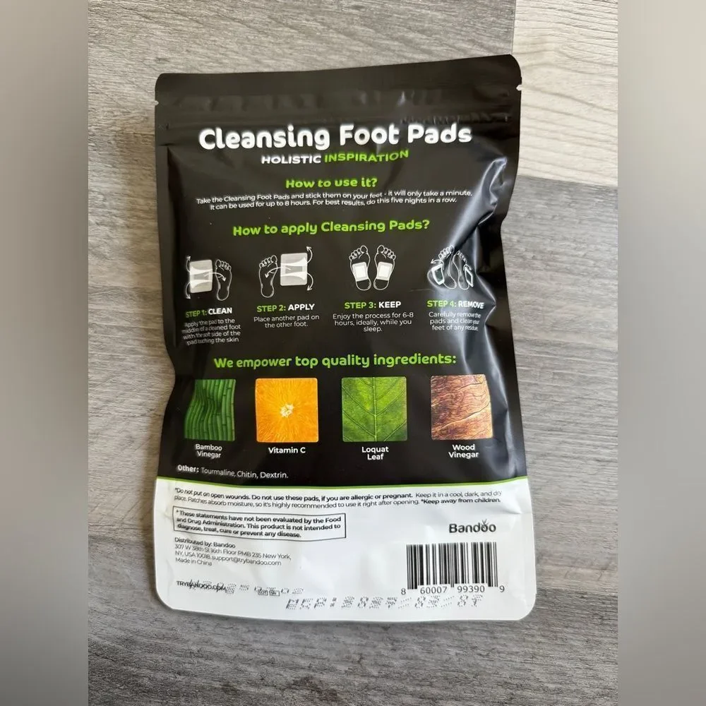 Bandoo Cleansing Foot Pads NEW Pack Of 10 Self Care